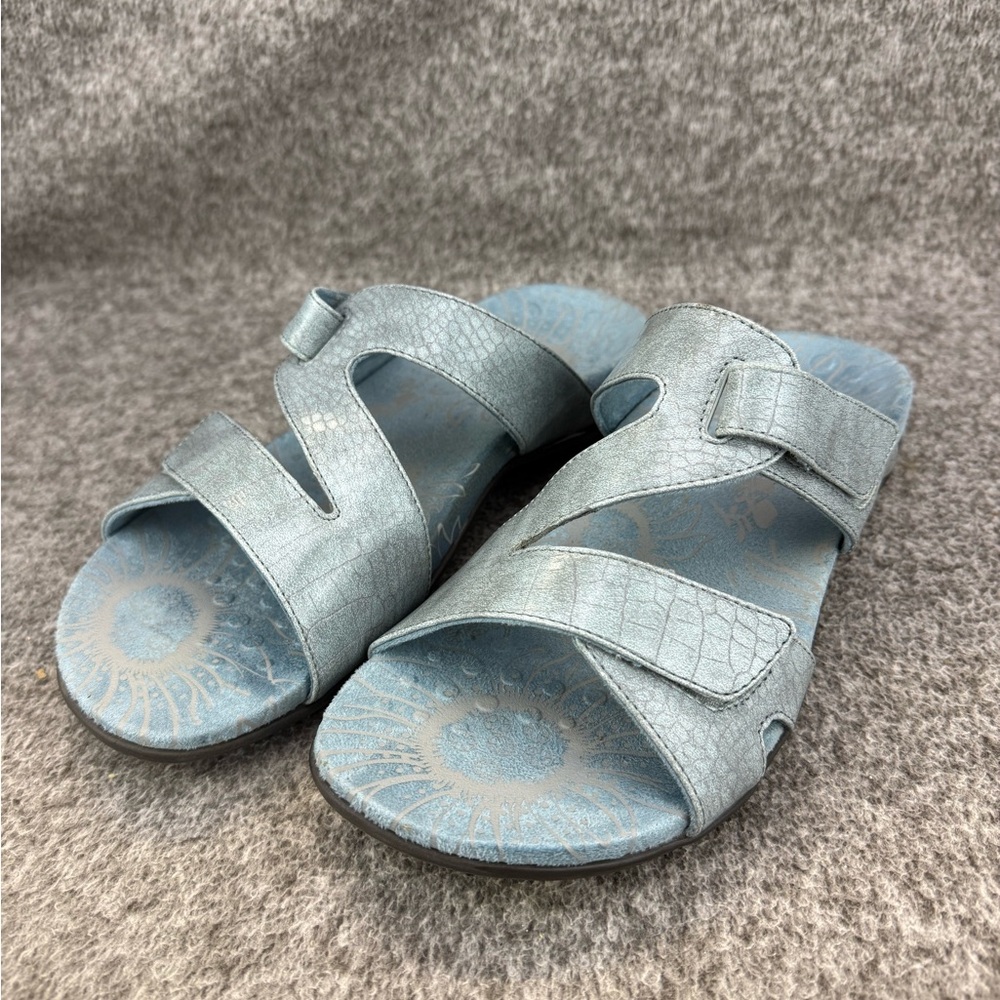 Women’s 9 Vionic Lauren Light Blue Adjustable Sandals Casual Comfort Slides